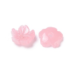 Pink Shell Powder Beads, Flower, Pink, 8x2.5mm, Hole: 1.2mm