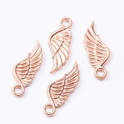 Rose Gold Alloy Pendant, Wing, Rose Gold, 21x8x2mm