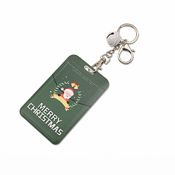 Santa Claus Christmas Themed Plastic Keychain Card Sleeve, with Keychain Clasp, for Bus Pass Work Badge Card Holders, Santa Claus, 110x70mm