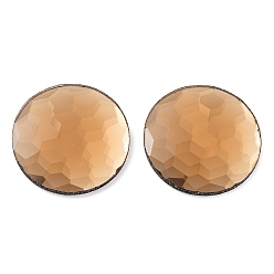 Camel Glass Cabochons, Flat Back & Back Plated, Faceted, Flat Round, Camel, 32x30x4~4.5mm