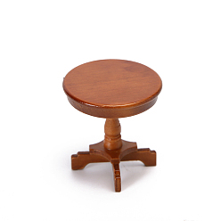 Седло Коричневый Миниатюрный деревянный круглый журнальный столик, для кукольных аксессуаров, притворяющихся опорными украшениями, седло коричневый, 50x50x52 мм