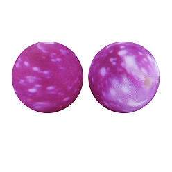 Orchid Round with Starry Sky Print Pattern Food Grade Silicone Beads, Silicone Teething Beads, Orchid, 15mm