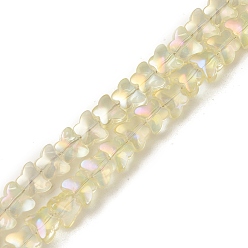 Light Goldenrod Yellow Electroplate Transparent Glass Beads Strands, Full Rainbow Plated, Butterfly, Light Goldenrod Yellow, 6.3x8x5.2mm, Hole: 0.9mm, about 110pcs/strand, 25.98 inch(66cm)
