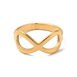 Golden Ion Plating(IP) 201 Stainless Steel Infinity Finger Ring for Women, Golden, US Size 6(16.5mm)