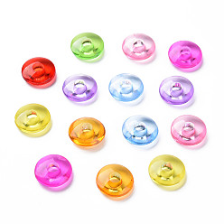 Mixed Color Transparent Acrylic Beads, Flat Round, Mixed Color, 12.5x4mm, Hole: 3.5mm, about 1800pcs/500g