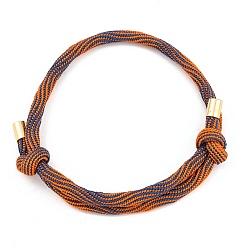 Королевский синий Браслеты из нейлонового шнура, с латунной фурнитурой , золотые, долговечный, стойки покрытие, королевский синий, внутренний диаметр: 1-5/8~3-1/8 дюйм (4~8 см)