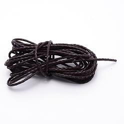 Coconut Brown Braided Cowhide Cord, Leather Jewelry Cord, Jewelry DIY Making Material, Coconut Brown, 3mm, about 5m/bundle