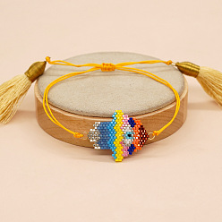 Разноцветный Богемный регулируемый браслет из бисера с изображением руки хамсы и узором «сглаз» для женщин, красочный
