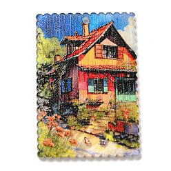 House Rectangle Acrylic Pendants, House, Butterfly, 35.5x24.5x2.5mm, Hole: 1.6mm