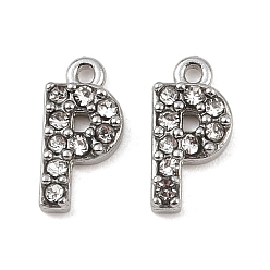 Letter P 304 из нержавеющей стали амулеты горный хрусталь, цвет нержавеющей стали, Письмо P, 9.5x5x2, отверстие : 1 мм