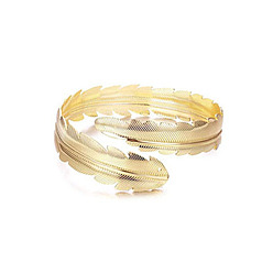 Golden Feather Armlet Metal Snake Feather Arm Cuff Set - 9 Piece Punk Bracelet Collection
