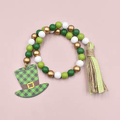 Hat Wood Beaded Garlands, with Jute Tassel, Pendant, for St.Patrick's  Day, Hat Pattern, 750mm