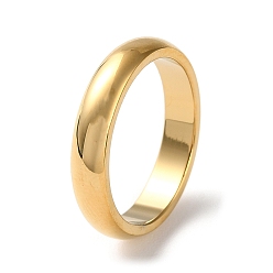 Real 18K Gold Plated Ion Plating(IP) 304 Stainless Steel Simple Plain Band Finger Ring for Women Men, Real 18K Gold Plated, 4mm, Inner Diameter: US Size 7 1/4(17.5mm)