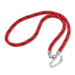FireBrick Ployester Core-Wrapped Round Cord Necklace Making, with Brass Finding, Platinum, FireBrick, 17.72x0.18 inch(45x0.45cm)