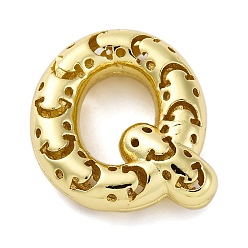 Letter Q Латунные подвески, стойки покрытие, долговечный, без кадмия и без свинца, подвески с полыми буквами, Буква Q, 22.5x21.5x7.5 мм, отверстие : 4.7x3 мм