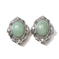 Зеленый Авантюрин Многорядные звенья из натурального зеленого авантюрина, цветок, с латунными микро проложить кубических выводы циркония, стойки покрытие, без свинца и без кадмия, 21x17.5x9.5 мм, отверстие : 1.8 мм