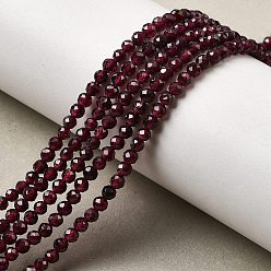 Гранат Гранат природный бисер нитей, граненые, круглые, 3 мм, отверстие : 0.6 мм, около 130 шт / нитка, 15.16'' (38.5 см)