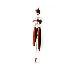 Шоколадный Колокольчики из бамбуковых трубок, подвесные украшения со звездами и луной, цвет шоколада, 670x100x100 мм