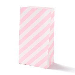 Pink Rectangle Kraft Paper Bags, None Handles, Gift Bags, Stripe Pattern, Pink, 13x8x24cm