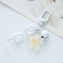 white Adorable Daisy Charm Keychain with Flower Chain and Bell for Bags and Accessories