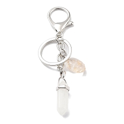 Хрусталь Брелок из натурального кварцевого хрусталя, с платиновым покрытием, разрезными кольцами из железа, пуля, 11~11.2 см