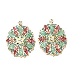 Красный 304 подвески из нержавеющей стали, цветок, с эмалью и стразами, реальный 18 k позолоченный, красные, 26~26.5x19.5x2.5 мм, отверстие : 1.8 мм