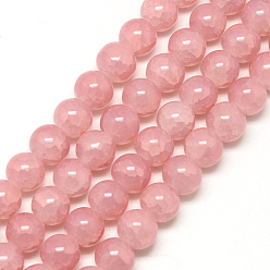 Flamingo Baking Painted Crackle Glass Bead Strands, Round, Flamingo, 6mm, Hole: 1.3~1.6mm, about 133pcs/strand, 31.4 inch