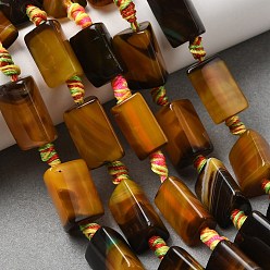 Шоколадный Натуральные полосатые агатовые бусы, треугольные, окрашенная и подогревом, цвет шоколада, 14~18.5x12~13x11.5~12.5 мм, отверстие : 2 мм, около 18 шт / нитка, 15.04~15.94'' (38.2~40.5 см)