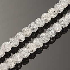 Clear Synthetic Crackle Quartz Round Beads Strands, Clear, 6mm, Hole: 1.2mm, about 67pcs/strand, 15.5 inch