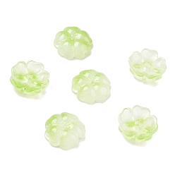 Yellow Green Gradient Color Transparent Glass Bead Cap, 5-Petal Flower, Yellow Green, 13x4.5mm, Hole: 1.4mm