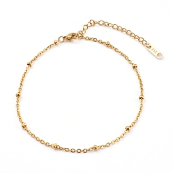 Golden 304 Stainless Steel Satellite Chain Anklets, with Lobster Claw Clasps, Golden, 8-5/8 inch(22cm)