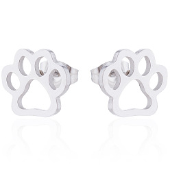 Платина Рождественские серьги из нержавеющей стали с оленями, медвежья лапа, кран, Роза и геометрический дизайн сердца, платина, Размер 2