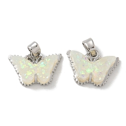 Морская Ракушка Стойки обшивки латунные подвески, с имитацией опала из смолы и блестками, долговечный, без свинца и без кадмия, бабочка, цвет морской раковины, 11.5x15.5x5 мм, отверстие : 4x2.5 мм