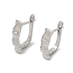 Platinum Brass Hoop Earrings for Women, Oval, Platinum, 16x5x13mm