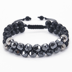 Black magnetic bracelet Double-layered Black Onyx Beaded Bracelet with Matte Finish - 8mm Stones