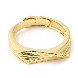 Real 18K Gold Plated Rack Plating Brass Adjustable Ring, for Women, Lead Free & Cadmium Free, Long-Lasting Plated, Real 18K Gold Plated, 3.5~4.5mm, Inner Diameter: 18mm