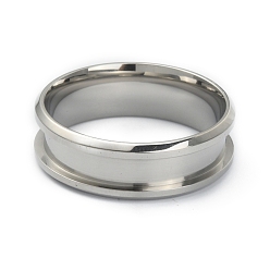 Stainless Steel Color 201 Stainless Steel Grooved Finger Ring Settings, Ring Core Blank, for Inlay Ring Jewelry Making, Stainless Steel Color, US Size 12 3/4(22mm)