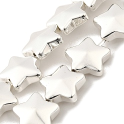 с Покрытием Серебра Стеклянные бусины с гальваническим покрытием , звезда, полное покрытие, граненые, со серебряным покрытием, 13x13.5x5.5 мм, отверстие : 0.8 мм, около 36 шт / нитка, 15.98'' (40.6 см)