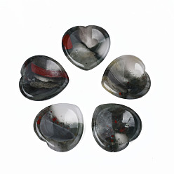 Bloodstone Natural Bloodstone Thumb Worry Stone, Pocket Palm Stones, for Healing Reiki Stress Relief, Heart Shape, 39~40x39~40x5~6mm