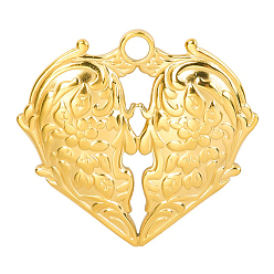 Golden 201 Stainless Steel Pendants, Heart Wing Charms, Golden, 26x25x3mm, Hole: 2.5mm
