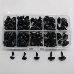 Black Craft Plastic Doll Nose Set, Oval, Doll Making Supplies, Black, 6~17x5~13mm, 125pcs/box