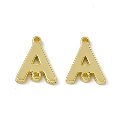Letter A Rack Plating Brass Connector Charms, Real 18K Gold Plated, Long-Lasting Plated, Cadmium Free & Nickel Free & Lead Free, Letter Links, Letter.A, 12x9.5x1.5mm, Hole: 1mm