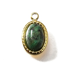 Африканский Бирюза(яшма) 304 прелести нержавеющей стали, овальные, с натуральной африканской бирюзой(яшмой), реальный 18 k позолоченный, ионное покрытие (ip), 10x6x3.5 мм, отверстие : 1.2 мм