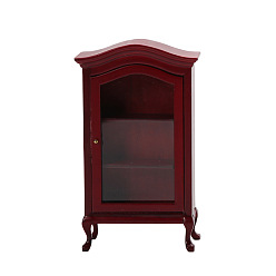 Темно-Красный Мини-модель деревянного шкафа, аксессуары для кукольного домика с микро-ландшафтом, притворяясь опорными украшениями, темно-красный, 95x40x153 мм