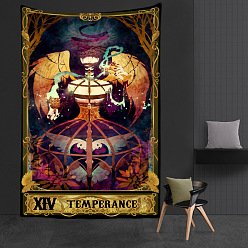 Purple Rectangle with Tarot Polyester Decoration Backdrops, Photography Background Banner Decoration for Party Home Decoration, Temperance XIV, 95x73mm