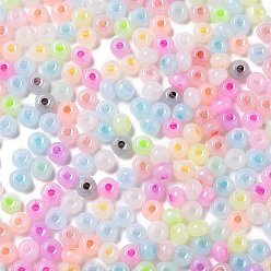 Colorful Imitation Jade Glass Seed Beads, Luster, Dyed, Round, Colorful, 5.5x3.5mm, Hole: 1.5mm
