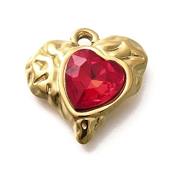 Светло-сиамский 304 подвески из нержавеющей стали, со стразами, реальный 18 k позолоченный, ионное покрытие (ip), сердце, Light Siam, 16.5x16.5x5.5 мм, отверстие : 1.8 мм