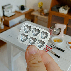 Heart Alloy Mini Cake Baking Mold, for Dollhouse Kitchen Accessories, Heart, 22x15x3mm