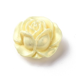Светлый Золото-желтый Непрозрачные акриловые бусины, блестящая бусина, 3 d цветок розы, светлый золотарник желтый, 20x18x10 мм, отверстие : 2 мм, Около 350 шт / 500 г