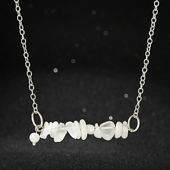 Лунный Камень Ожерелья с подвесками из натурального лунного камня в стиле бохо, украшения из нержавеющей стали для женщин, цвет нержавеющей стали, 17.72 дюйм (45 см)